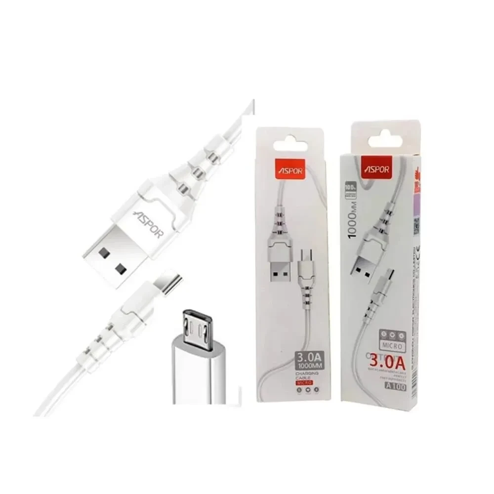 كابل شحن سريع ميكرو 3 أمبير من أسبور A100 بطول 1 متر