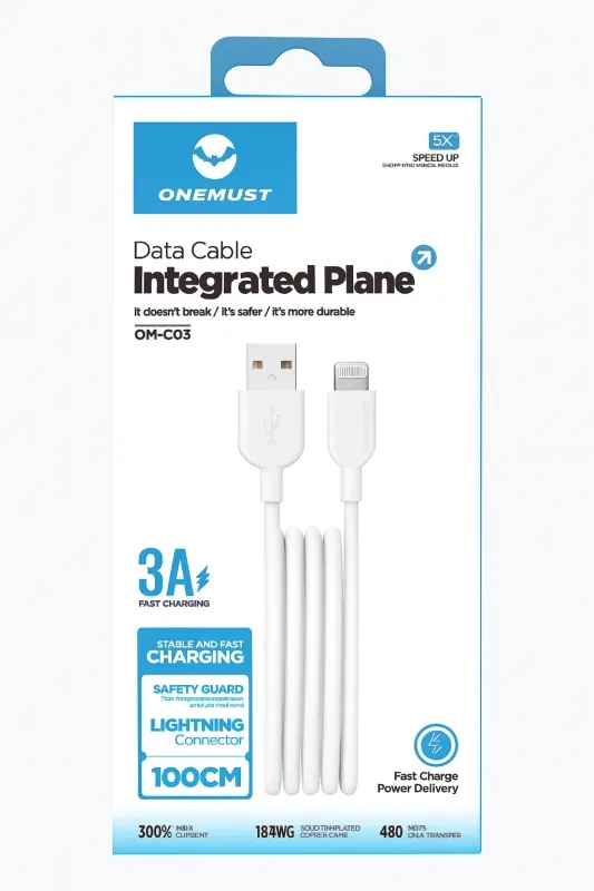 كابل بيانات لايتنينج 1 متر 3 أمبير من ون موست